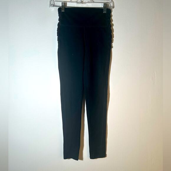 Black Leggings with Crisscross Side Detail - Picture 2 of 7